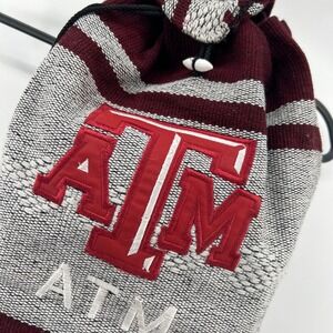 Texas A&M‎ ATM Maroon Gray Striped Drawstring Backpack Bag
